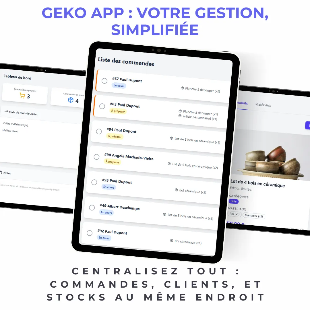 L'interface Geko affichée sur ordinateur, tablette et mobile