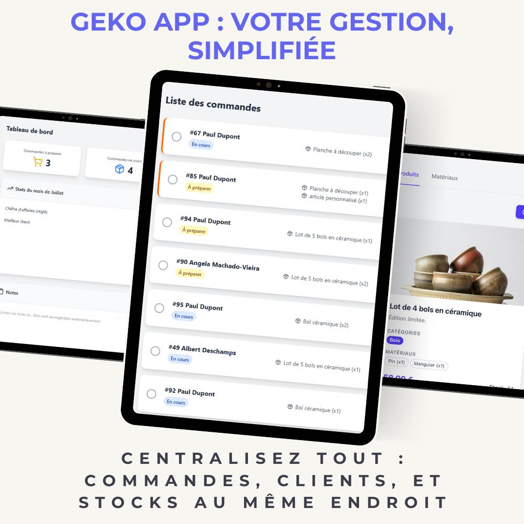Logiciel De Commande Logiciel de gestion de commandes, clients et stock pour artisans — Geko